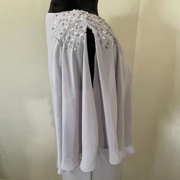 SLNY New York Dress Size 6 Formal Gray Wedding Bride Beaded Layered Holiday - Picture 2 of 16